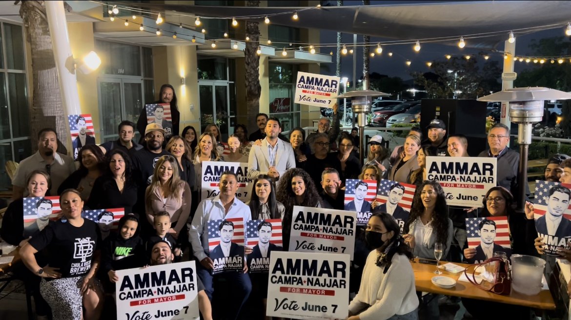 Ammar and his supporters at a meet and greet.